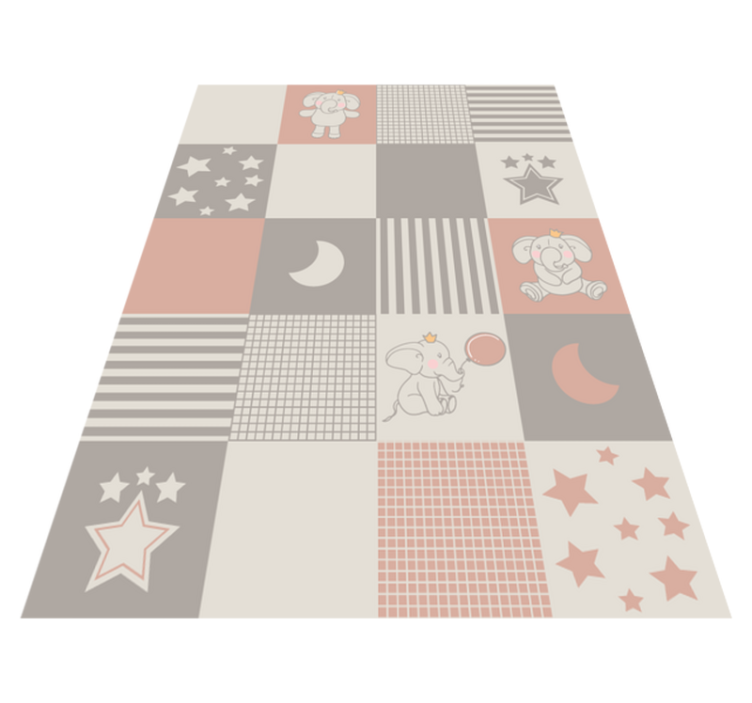 Tapis vinyle pour enfants terrain de jeux éléphant patchwork - TenStickers