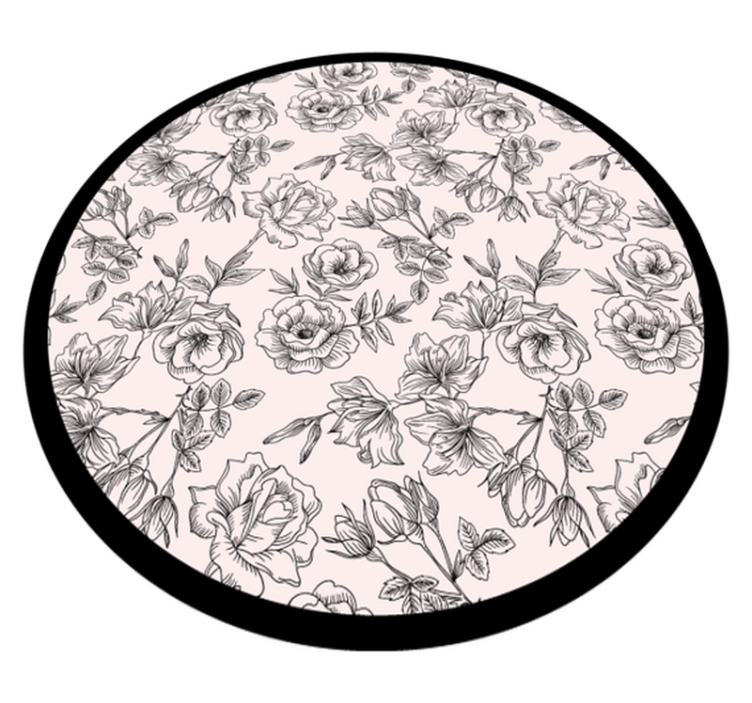 Tapis vinyle fleurs et plantes motif floral en cercle - TenStickers
