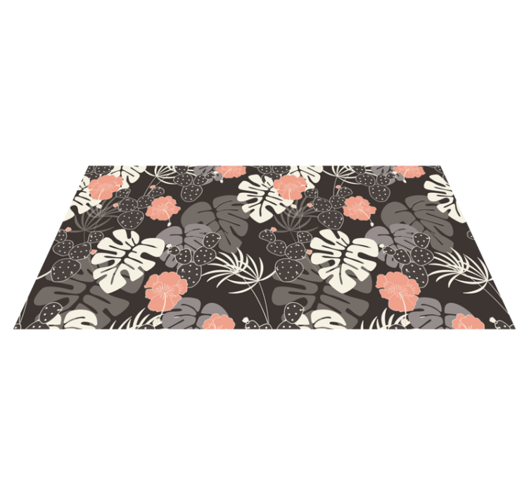 Tapis vinyle fleurs et plantes design noir tropical - TenStickers