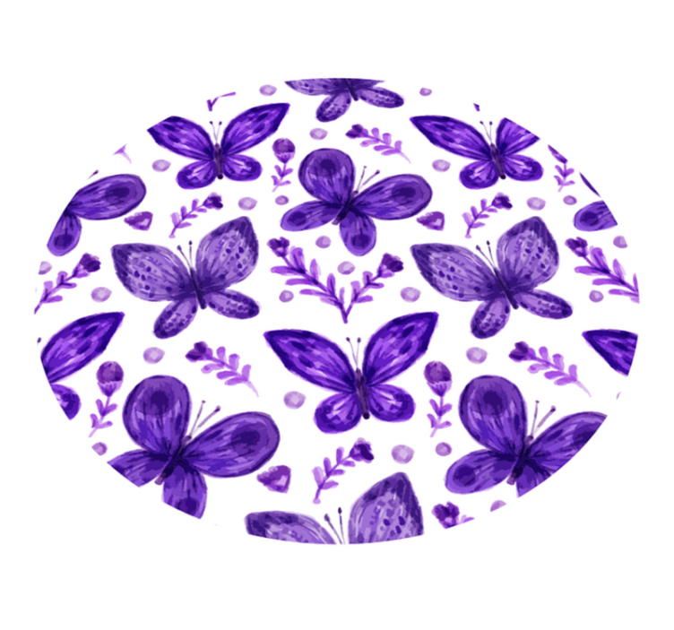 Tapis vinyle fleurs et plantes motif de cercle de papillon - TenStickers