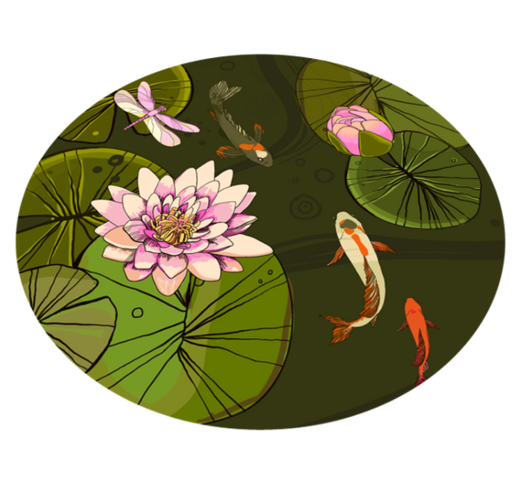 Tapis vinyle fleurs et plantes illustration faune aquatique - TenStickers