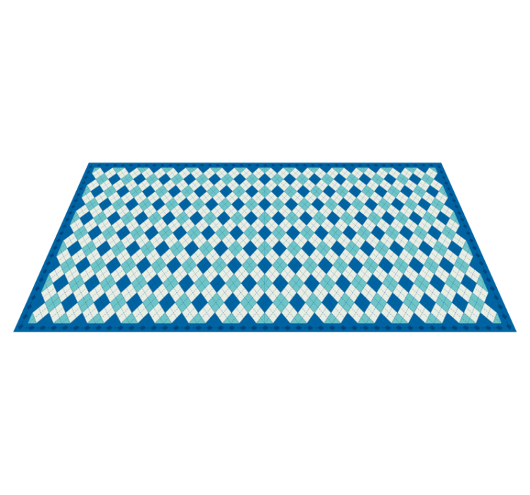 Tapis vinyle carreaux de ciment motif à damier bleu - TenStickers
