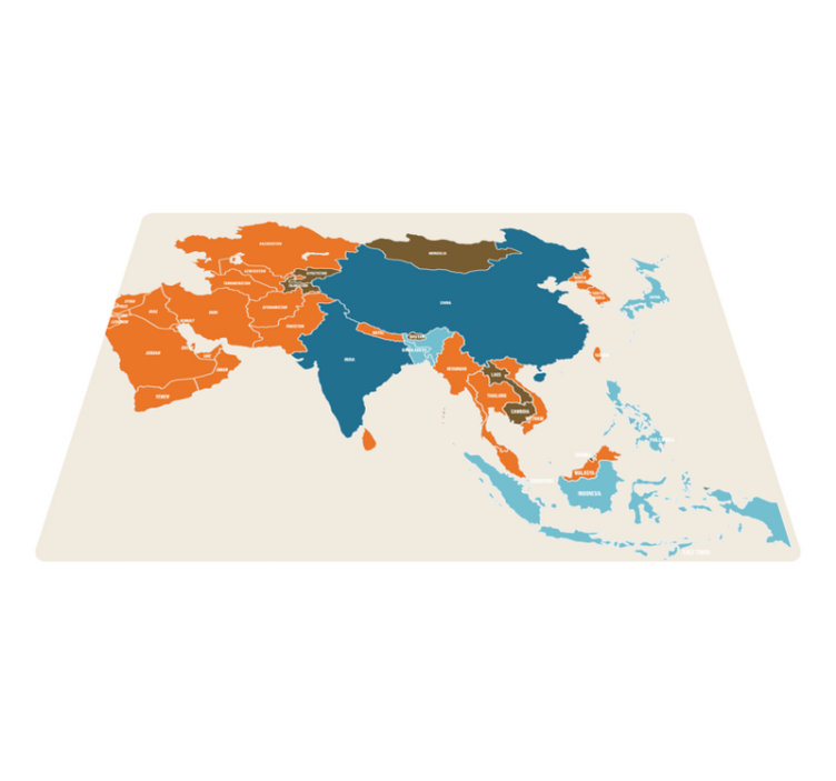 Tapis vinyle carte du monde silhouette colorée - TenStickers