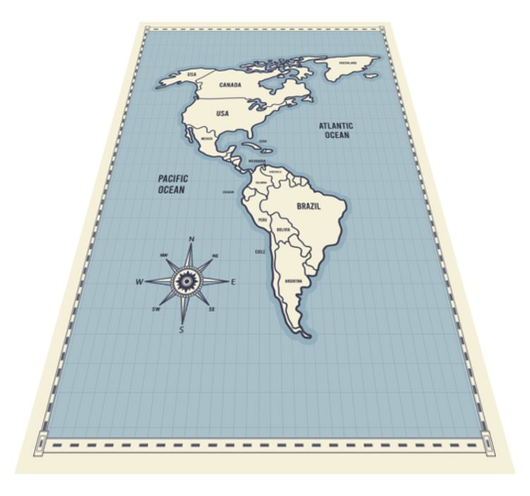 Tapis vinyle carte du monde amériques - TenStickers