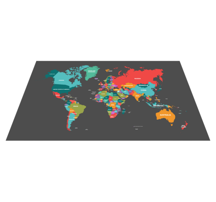 Tapis vinyle carte du monde carte colorée - TenStickers