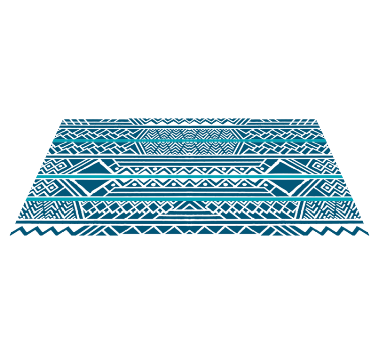 Tapis vinyle éthnique rayures bleu sarcelle - TenStickers
