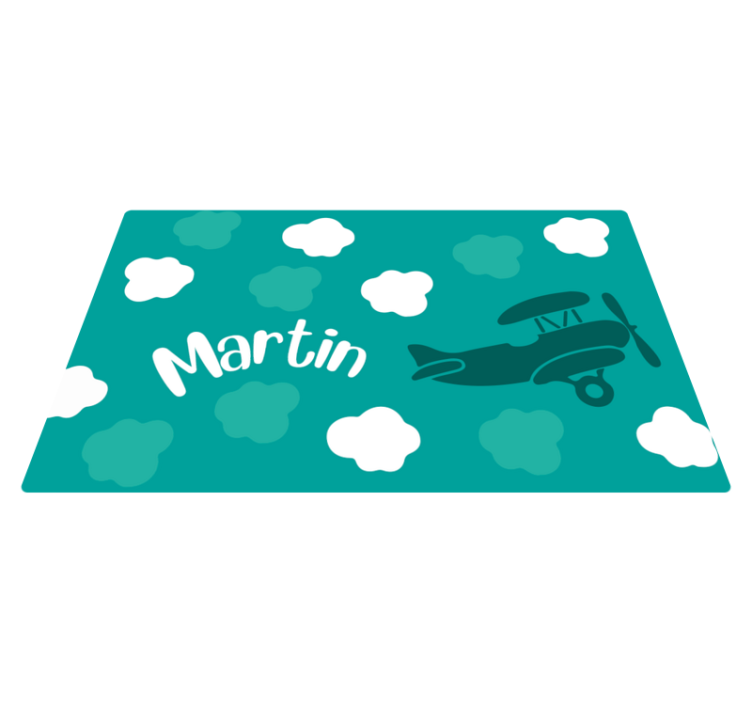 Tapis vinyle autres tapis nuages et avion avec nom - TenStickers