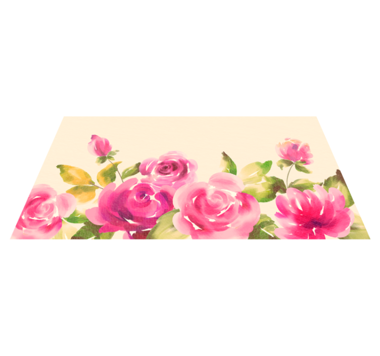 Tapis vinyle fleurs et plantes design floral rose - TenStickers