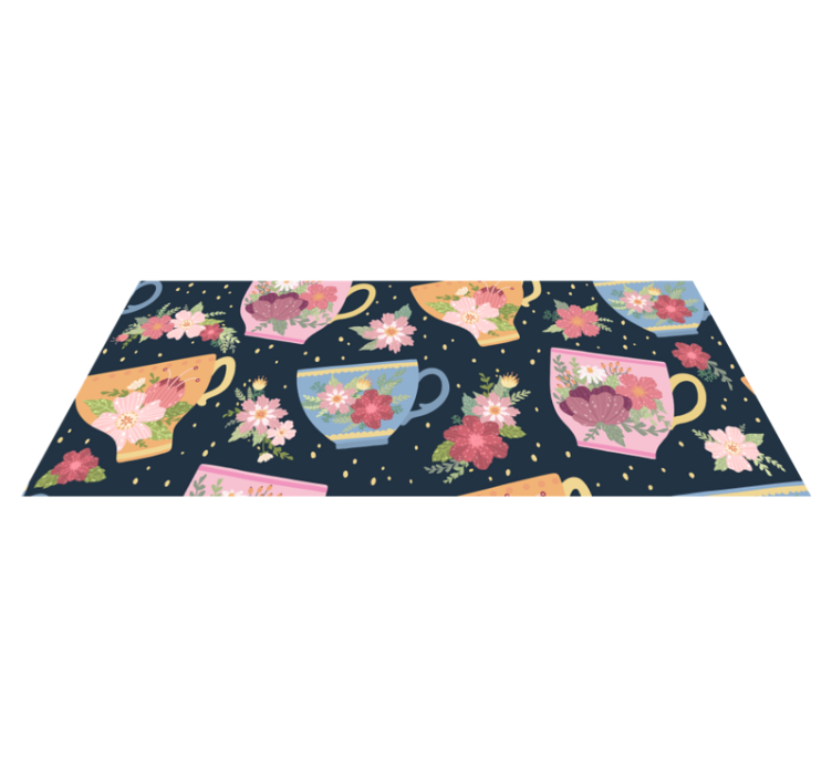 Tapis vinyle fleurs et plantes motif de tasse à thé floral - TenStickers
