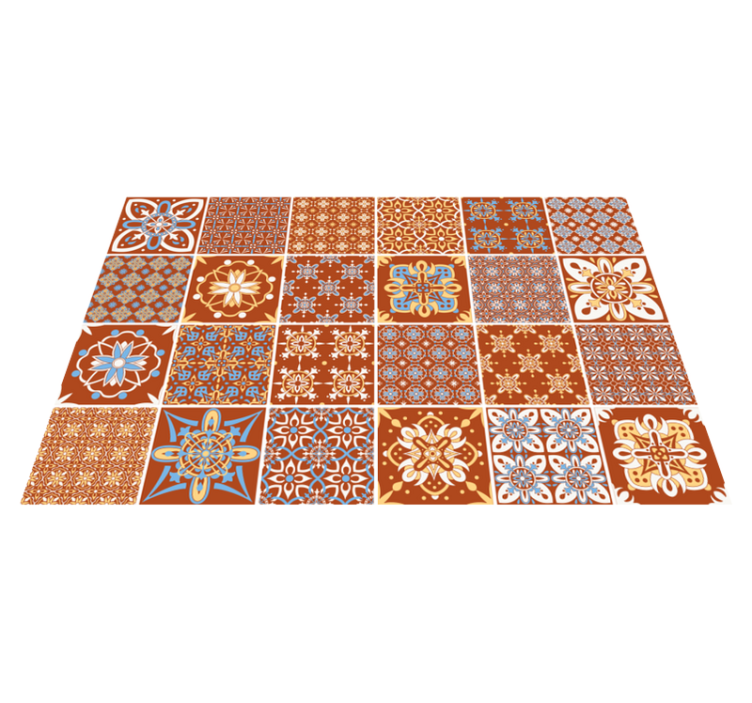 Tapis vinyle carreaux de ciment mosaïque orange - TenStickers
