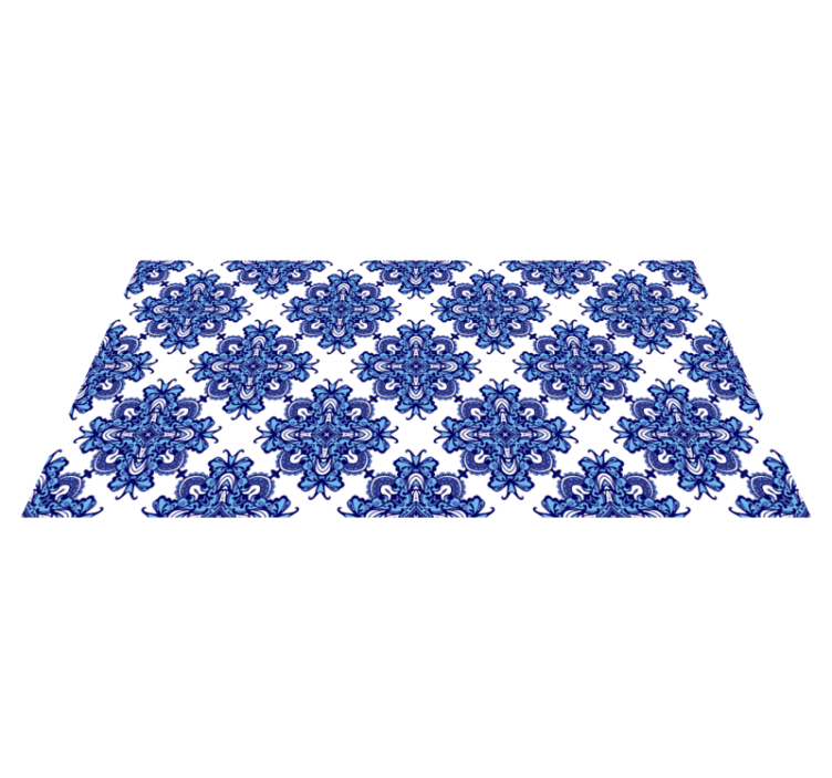 Tapis mosaique vinyle motif bleu complexe - TenStickers