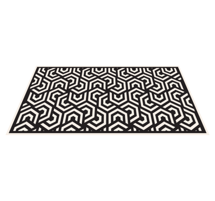 Tapis vinyle géométrique hexagones noirs et blancs - TenStickers