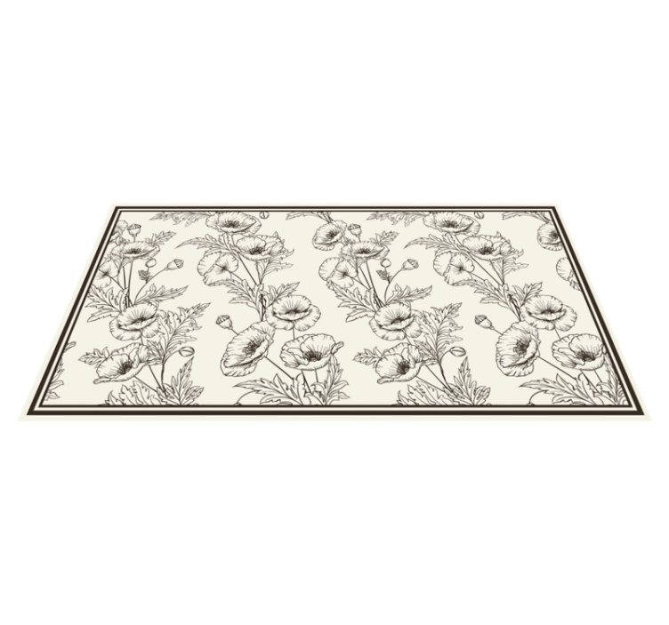 Tapis vinyle salon motif de contour floral - TenStickers