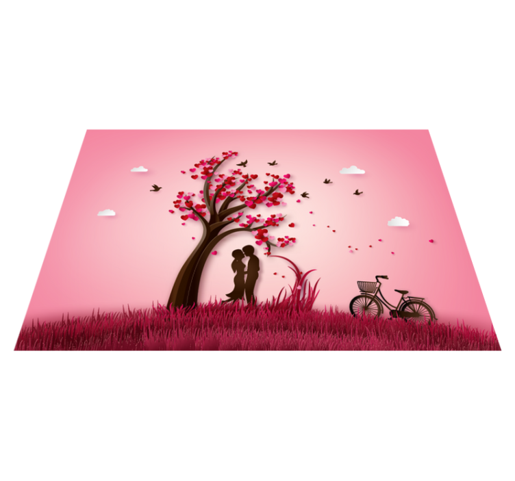 Tapis vinyle fleurs et plantes scène d'arbre romantique - TenStickers
