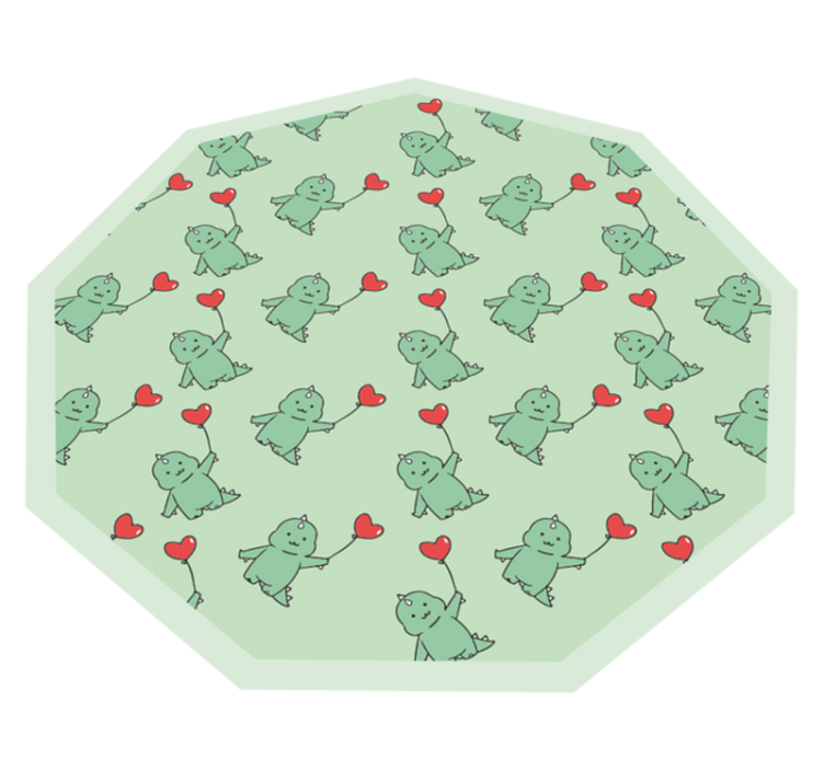 Tapis vinyle pour enfants dragons verts avec des cœurs - TenStickers