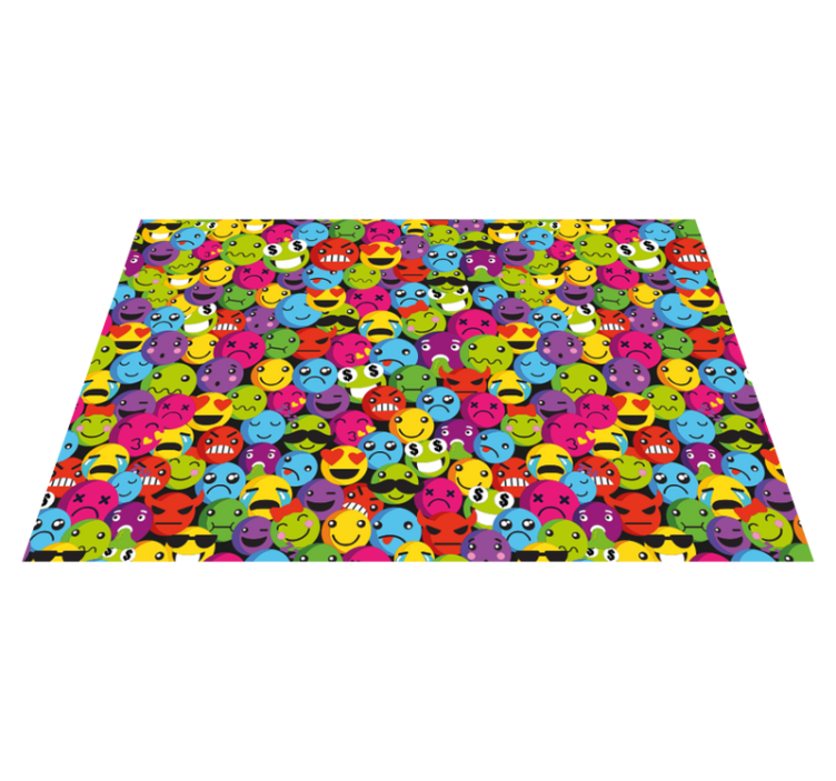 Tapis vinyle ado expressions emoji colorées - TenStickers