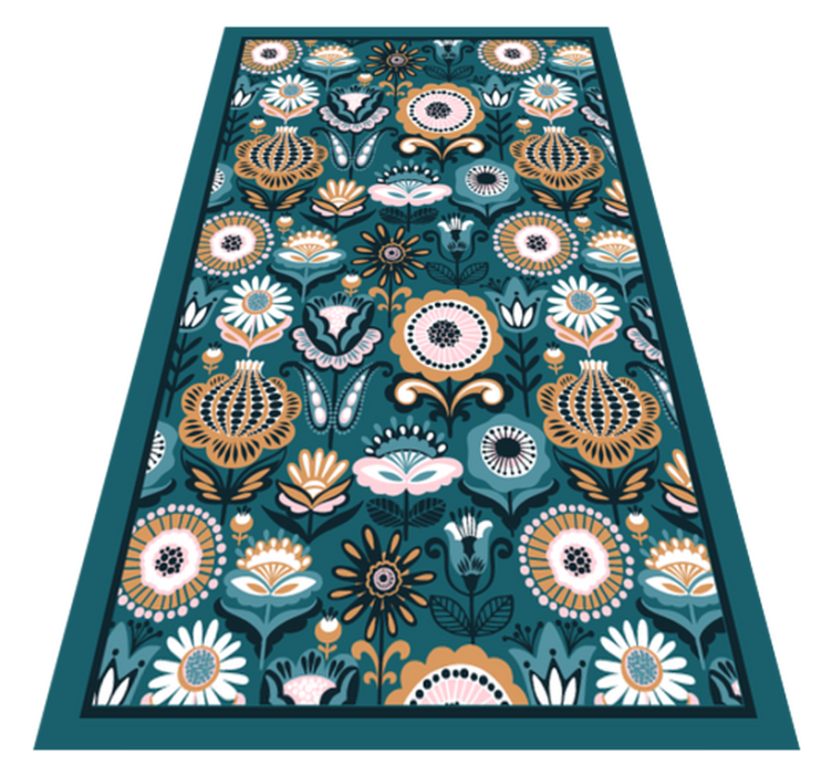 Tapis vinyle chambre motifs floraux et feuilles - TenStickers
