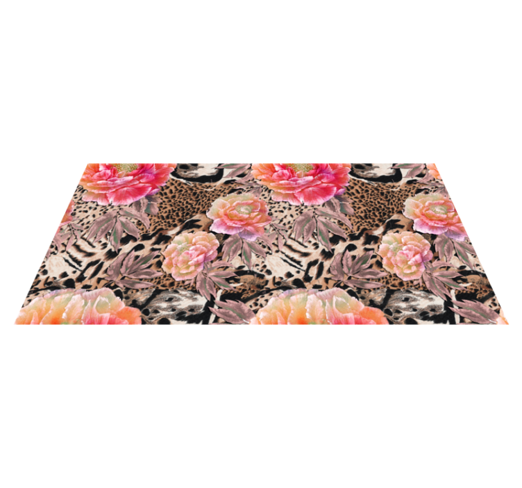 Tapis vinyle fleurs et plantes roses peintes colorées - TenStickers