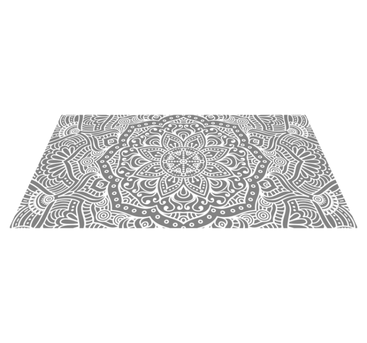 Tapis vinyle mandala motif gris orné - TenStickers