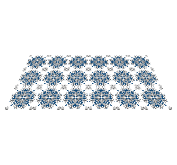 Tapis mosaique vinyle fleuri bleu élégant - TenStickers
