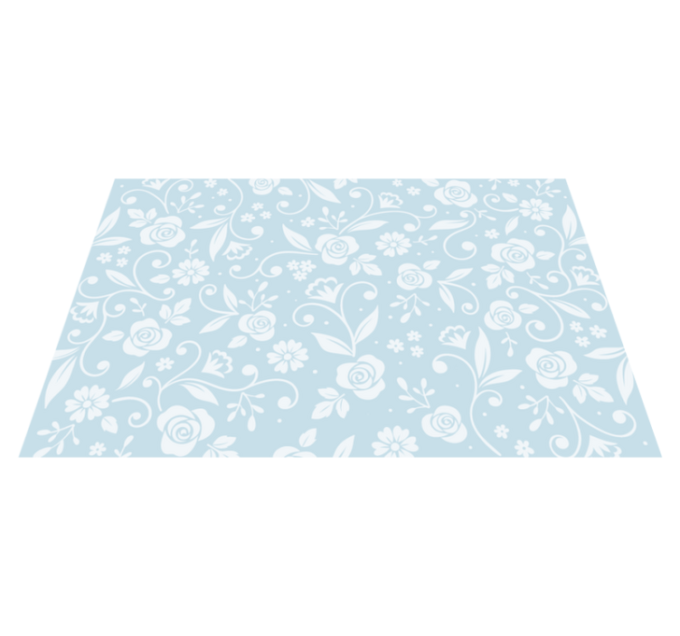 Tapis vinyle fleurs et plantes motif floral bleu - TenStickers