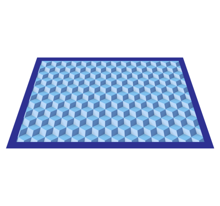 Tapis vinyle géométrique bleu cubique 3d - TenStickers