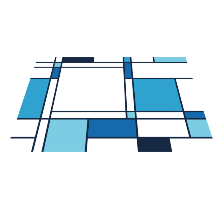 Tapis vinyle moderne motif géométrique bleu - TenStickers