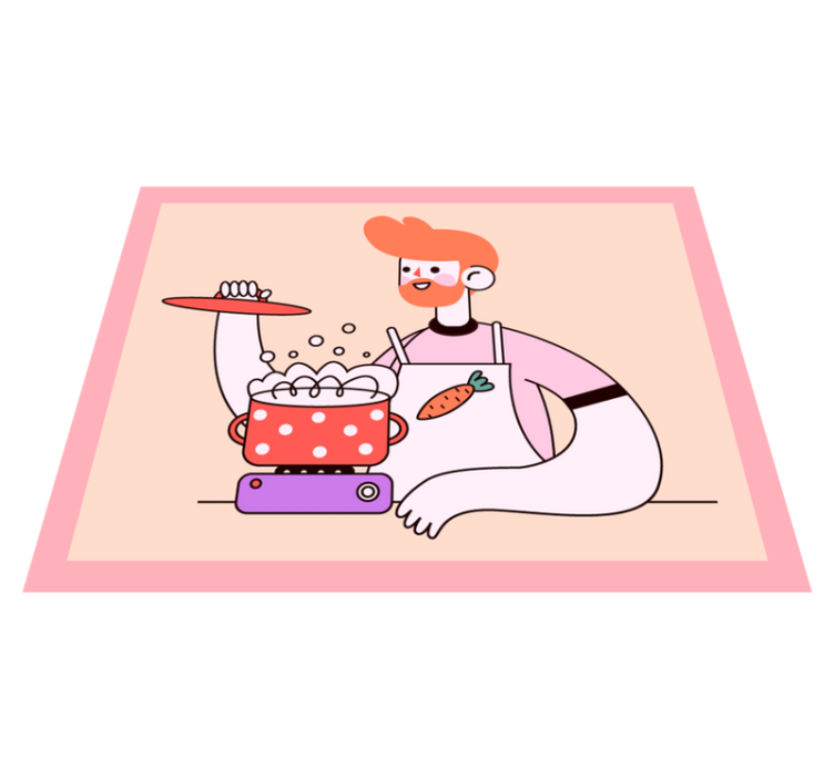 Tapis vinyle cuisine homme aux cheveux roux en cuisine - TenStickers