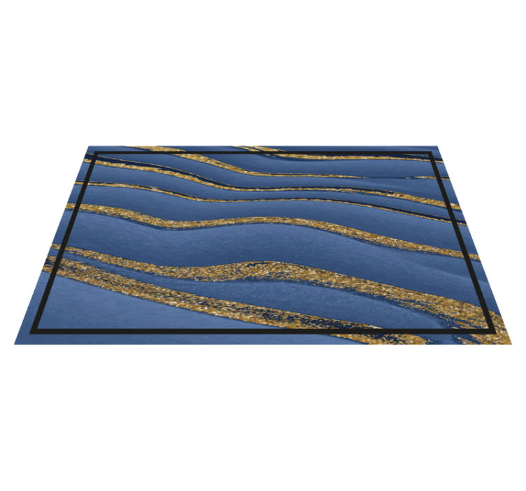 Tapis vinyle marbre vagues bleues et dorées - TenStickers