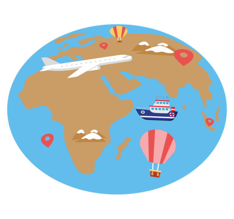 Tapis vinyle carte du monde aventure inspirée du voyage - TenStickers