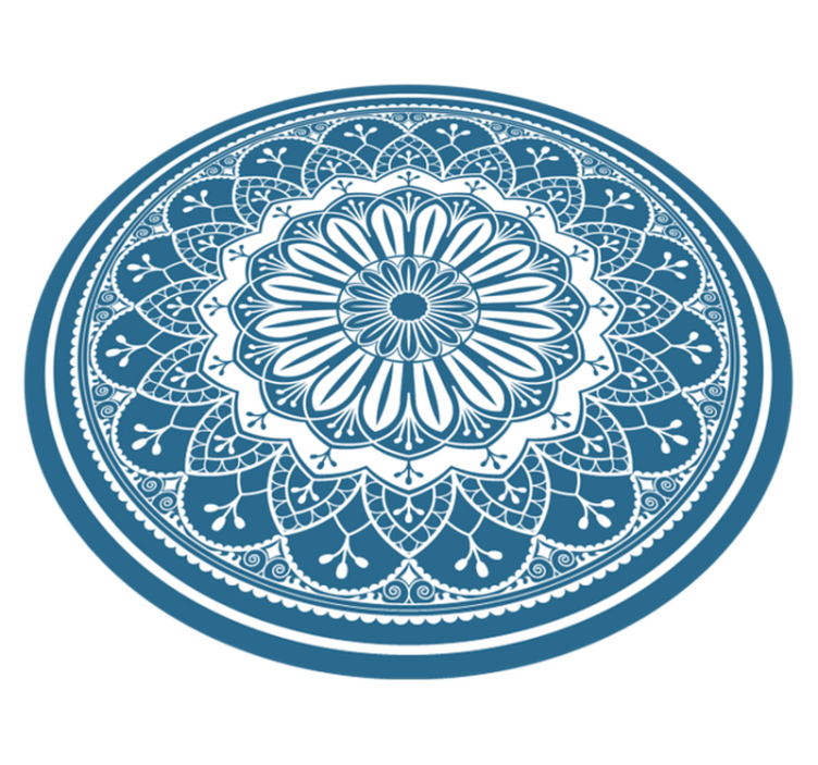 Tapis vinyle mandala bleu élégant - TenStickers
