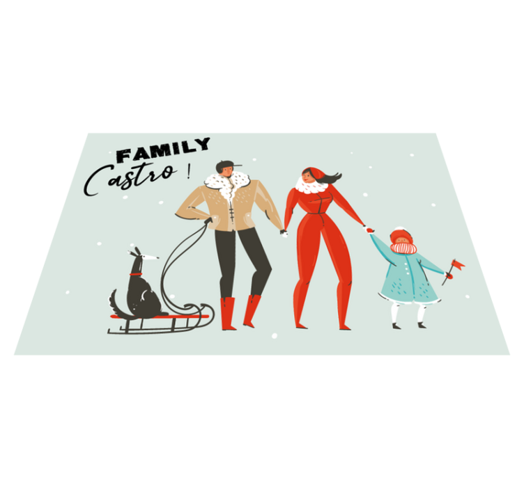 Tapis vinyle personnalisé famille d'hiver personnalisée - TenStickers