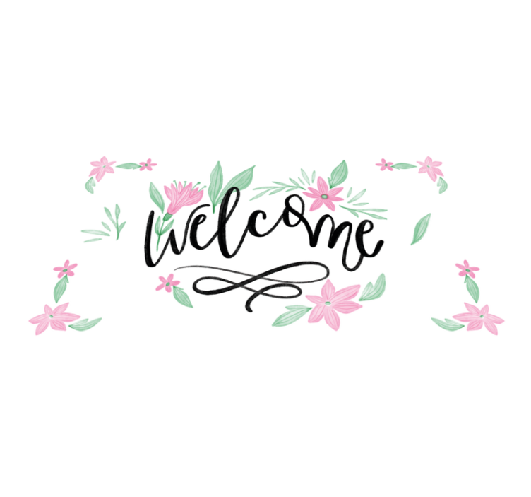 Tapis vinyle entrée fleurs de bienvenue à la maison - TenStickers