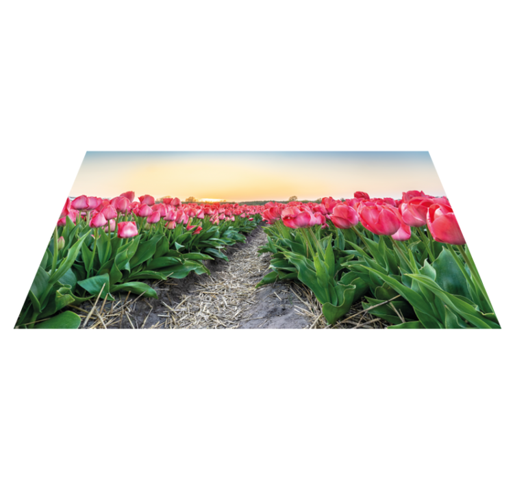 Tapis vinyle fleurs et plantes champ de tulipes - TenStickers