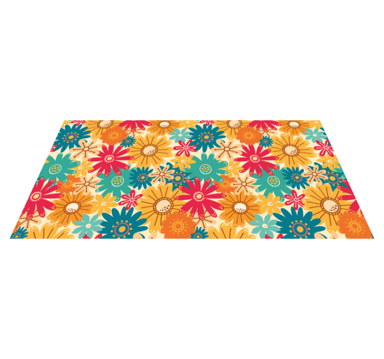 Tapis vinyle fleurs et plantes motif fleuri coloré - TenStickers