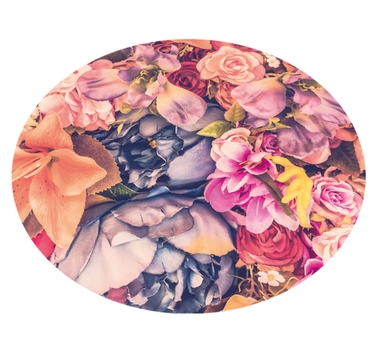 Tapis vinyle fleurs et plantes composition florale ronde - TenStickers