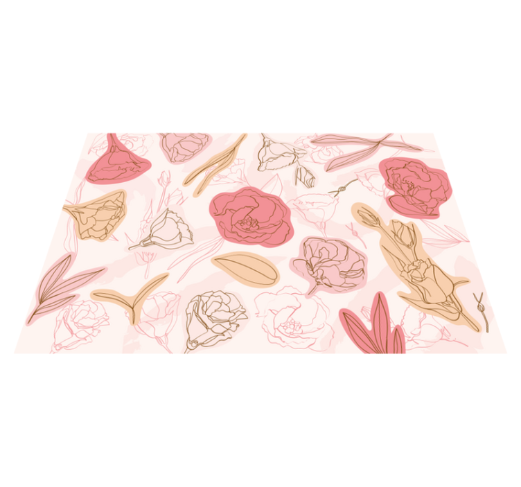 Tapis vinyle fleurs et plantes style de contour botanique - TenStickers