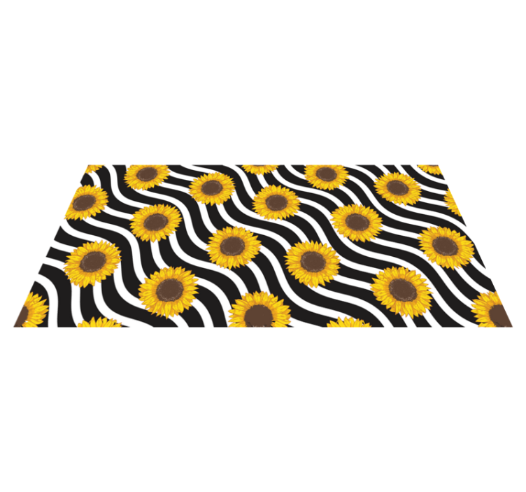 Tapis vinyle fleurs et plantes motif de vague de tournesol - TenStickers