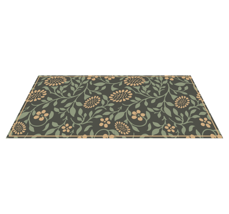 Tapis vinyle fleurs et plantes motif vert tournesol - TenStickers