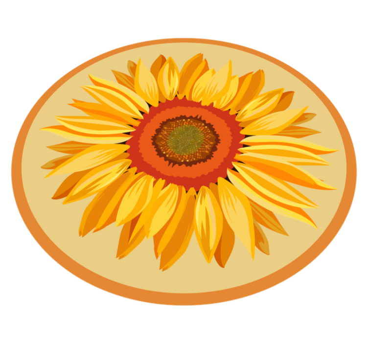 Tapis vinyle fleurs et plantes tournesol rond - TenStickers