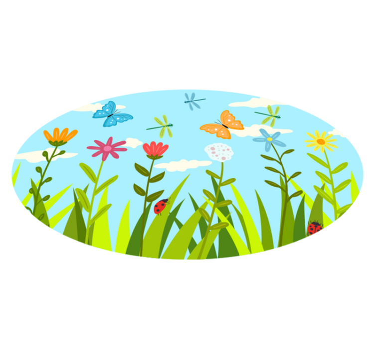 Tapis vinyle fleurs et plantes scène de jardin fleuri - TenStickers