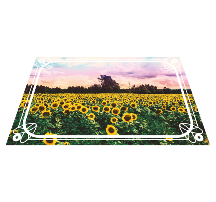 Tapis vinyle nature scène de champ de tournesols - TenStickers
