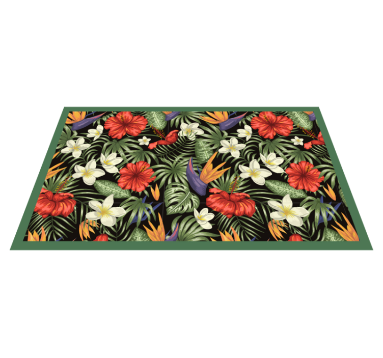 Tapis vinyle fleurs et plantes motif tropical coloré - TenStickers