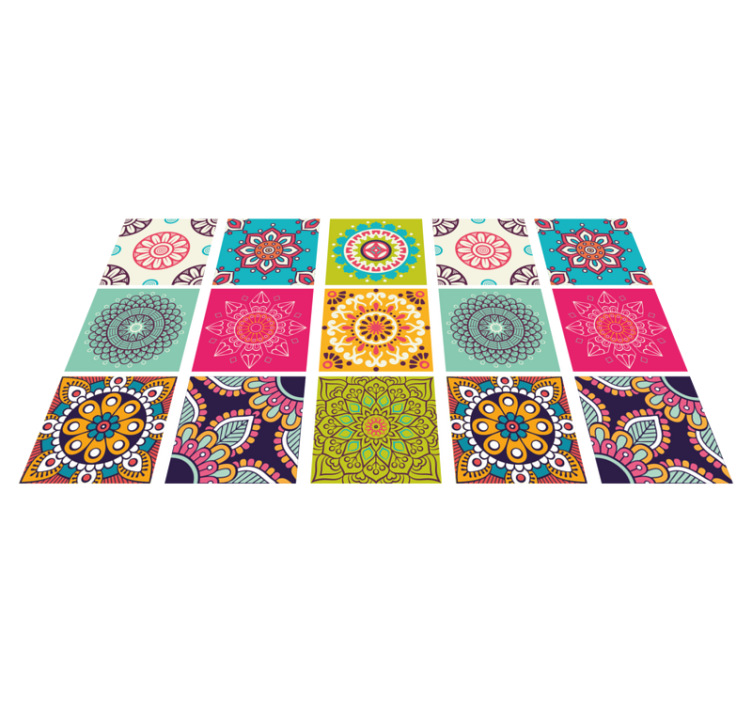 Tapis vinyle mandala motif de carreaux colorés - TenStickers