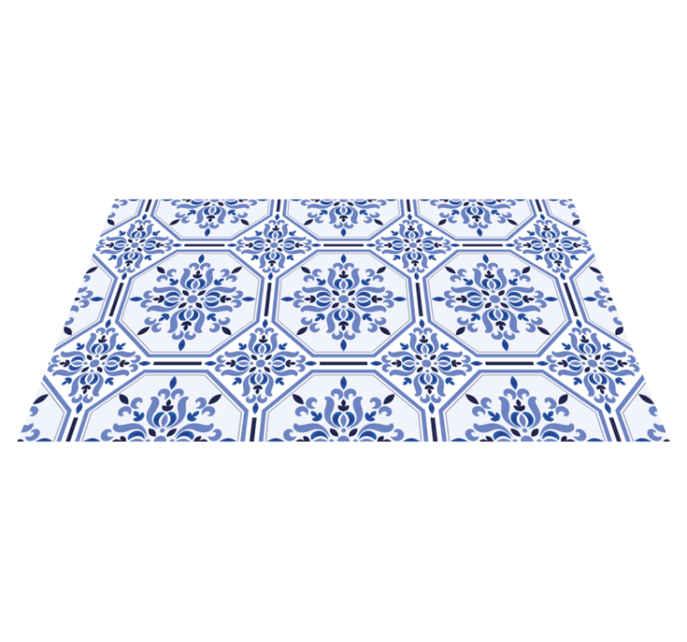 Tapis vinyle carreaux de ciment éléments de fleurs d'azur - TenStickers