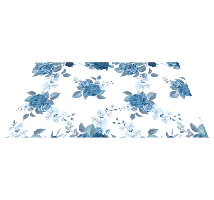 Tapis vinyle fleurs et plantes composition florale bleue - TenStickers