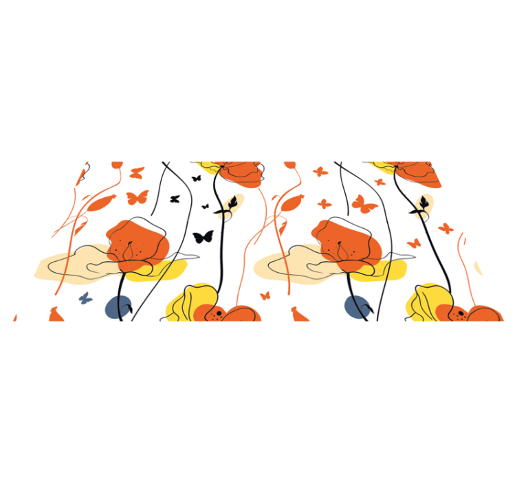 Tapis vinyle fleurs et plantes motif minimaliste papillons - TenStickers