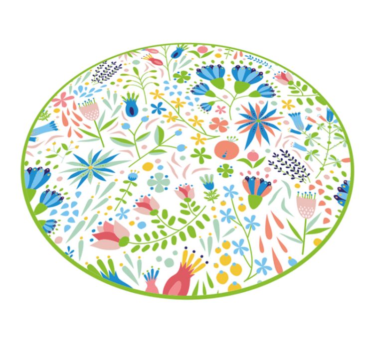 Tapis vinyle rond motifs floraux ravissants - TenStickers