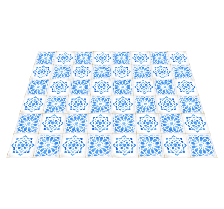Tapis vinyle carreaux de ciment motifs bleus complexes - TenStickers