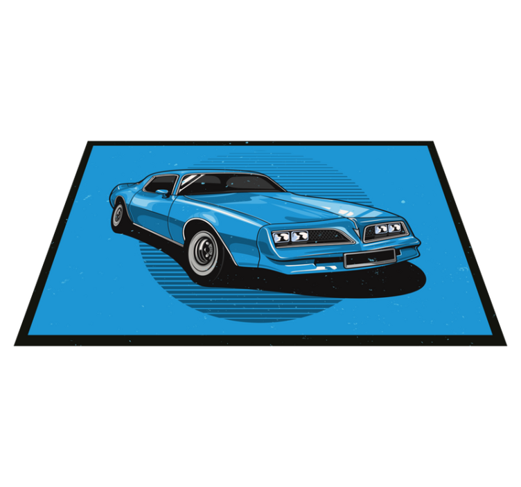 Tapis vinyle bleu voiture bleue classique - TenStickers